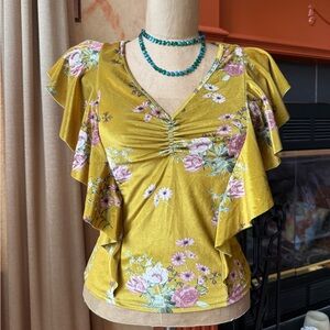 NWOT Stradivarius velvet flutter ruffle Whimsigoth fairy coquette Size S